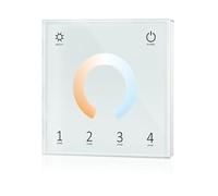 Wall Mounted Panel DMX512 CCT LED Controller Dimmer AC 110V 220V 230V 2.4G 4 Zone Controller for CCT Dimming(T12 White)