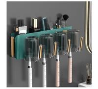 Wall-mounted punch light luxury toothbrush holder with handle toothbrush cup wash set multifunctional layered storage of various small items suitable for bathroom (vert)