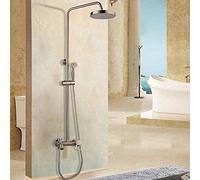 Wall-Mounted Shower Fittings Set Brushed Nickel Adjustable Rain Shower Bar Cold and Hot Water Mixer Shower Sets