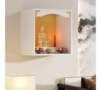 Wall-Mounted Shrine Altar Table，Tabletop Chinese Feng Shui Guan Gong Guan Yin Pooja Statue Display Stand，With door Alter Cabinet(White,60 * 40 * 60cm/23.6 * 15.7 * 23.6in)