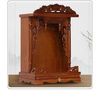Wall mounted solid wood Buddha Altar,Household Buddha Cabinet Niche,Mini Buddhist Shrine with Drawer for Pooja and Incense Tribute(Yellow wood, Small)