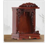 Wall mounted solid wood Buddha Altar,Household Buddha Cabinet Niche,mini buddhist shrine with Drawer for Pooja and Incense Tribute(Chestnut red,Small)