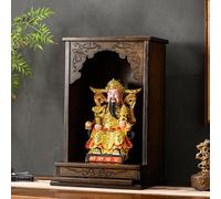 Wall Mounted/Tabletop Bamboo Altar Cabinet, Chinese Carved Buddha Shrine with Pull-Out Tray for Home Worship, Feng Shui Altar Table for Buddha & God Statues(Walnut-Desktop,30cm/11.8in)