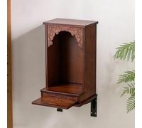Wall Mounted/Tabletop Bamboo Altar Cabinet, Chinese Carved Buddha Shrine with Pull-Out Tray for Home Worship, Feng Shui Altar Table for Buddha & God Statues(Rosewood-Wall Mounted,35cm/13.7in)