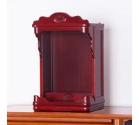 Wall Mounted Tabletop Buddhist Altar Cabinet, Solid Golden Teak Wood with LED Light & Expandable Tray for Home Spiritual Prayer(Red Sandalwood,48cm/18.8in)