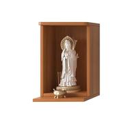 Wall Mounted Tabletop Home Temple Pooja Mandir For Home Puja Mandir Offering Table Buddhist Altar Cabinet Butsudan Shrine Niche Meditation Shelf Table(Rosewood-A,40cm/15.7in)