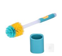 Wall - Mounted Toilet Brush Holder Set | Secure Grip Long Handle & Bendable Brush Head | Leak - Proof Base for Bathroom/Kitchen/Hotel | Space - Saving Design with Sticker