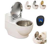 Wall-Mounted Toilet-Shaped Cat Bowl, Novelty Raised Food and Water Bowls, Toilet Shaped Cats WaterBowl, Non-Spill Pet Food Dish, Space-Saving for Cat Drink More Water (Silver)