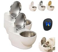 Wall-Mounted Toilet-Shaped Cat Bowl, Novelty Raised Food and Water Bowls, Toilet Shaped Cats WaterBowl, Non-Spill Pet Food Dish, Space-Saving for Cat Drink More Water (2*Silver)
