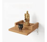 Wall Mounted Wooden Buddhist Altar Table for Buddha Statue Home Shrine(Natural wood colorA,S)