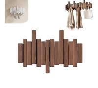 Wall-mounted Wooden Coat Rack Piano Key Style Design, Natural Wood Entryway Wall Art Hook, Heavy Duty No Drill Piano Woods Hanger, for Hanging Hats, Scarves, Umbrella, Keys (Walnut,4 Hooks)