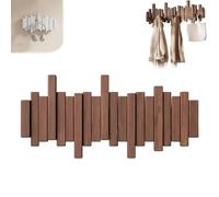Wall-mounted Wooden Coat Rack Piano Key Style Design, Natural Wood Entryway Wall Art Hook, Heavy Duty No Drill Piano Woods Hanger, for Hanging Hats, Scarves, Umbrella, Keys (Walnut,6 Hooks)