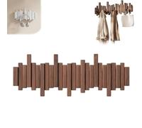 Wall-mounted Wooden Coat Rack Piano Key Style Design, Natural Wood Entryway Wall Art Hook, Heavy Duty No Drill Piano Woods Hanger, for Hanging Hats, Scarves, Umbrella, Keys (Walnut,8 Hooks)