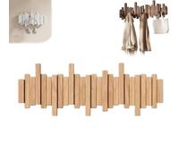 Wall-mounted Wooden Coat Rack Piano Key Style Design, Natural Wood Entryway Wall Art Hook, Heavy Duty No Drill Piano Woods Hanger, for Hanging Hats, Scarves, Umbrella, Keys (Wood,8 Hooks)