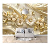 Wall Mural 3D Effect Floral beige golden butterfly 100x70cm Self-adhesive Wallpaper Large Sticker Decor Print Picture Image Design Photo Art