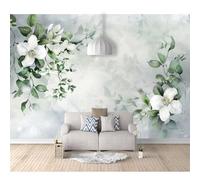 Wall Mural 3D Effect Watercolor floral leaves cyan 100x70cm Self-adhesive Wallpaper Large Sticker Decor Print Picture Image Design Photo Art