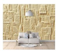 Wall Mural 3D Pattern Relief city building beige 100x70cm Self-adhesive Wallpaper Sticker for Bedroom Living Room Photo Art Posters Backdrop