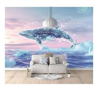 Wall Mural 3D Photo Self-adhesive Wallpaper Fantasy sea creatures whale blue 100x70cm Removable Sticker Home Decor Tv Background Large Art Painting Posters