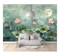 Wall Mural 3D Photo Self-adhesive Wallpaper Retro lotus moon night scene 100x70cm Sticker Home Decor Tv Background Large Art Painting Posters