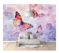 Wall Mural 3D Photo Self-adhesive Wallpaper Vintage watercolor butterfly pink 100x70cm Sticker Home Decor Tv Background Large Art Painting Posters
