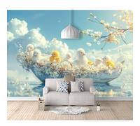 Wall Mural 3D Self-adhesive Wallpaper Fantasy fairy tale animals, chicks, flowers 100x70cm Sticker Home Decor Tv Background Large Art Painting Posters