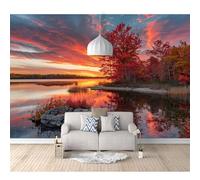 Wall Mural 3D Self-adhesive Wallpaper Lake, forest, nature, scenery, sunset 100x70cm Sticker Home Decor Tv Background Large Art Painting Posters