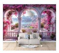 Wall Mural Custom 3D Photo Self-adhesive Wallpaper Landscape, nature, flowers, mountains, pink 100x70cm Room Bedroom Painting Living for Stickers Home