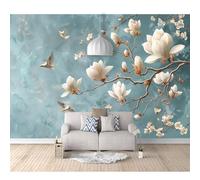 Wall Mural Custom 3D Photo Self-adhesive Wallpaper Vintage orchid flower bird blue 100x70cm Room Bedroom Painting Living for Stickers Home