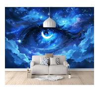 Wall Mural Photo Self-adhesive Wallpaper Fantasy galaxy eyes, moon, stars, blue 100x70cm Large Sticker Decor Print Picture Design Art for Walls Living Room Bedroom TV Background