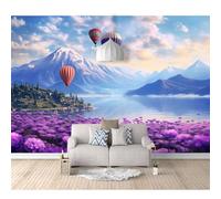 Wall Mural Photo Self-adhesive Wallpaper Scenic hot air balloon lavender mountain 100x70cm Large Sticker Decor Print Picture Design Art for Walls Living Room Bedroom TV Background