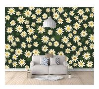 Wall Mural Photo Self-adhesive Wallpaper Small daisy flowers green beige 100x70cm Large Sticker Decor Print Picture Design Art for Walls Living Room Bedroom TV Background