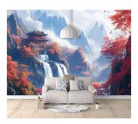 Wall Mural Self-adhesive Wallpaper 3D Waterfalls, Ancient Architecture, Landscapes 100x70cm for Living Room and Bedroom Murals Home Decoration Photo Stickers Art