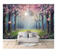 Wall Murals for Bedrooms Adults Romantic forest pink cherry blossom tree butterfly 100x70cm Photo Self-adhesive Wallpaper Creative DIY Art Mural Decoration Decal Living Room Dining Bedroom Decor