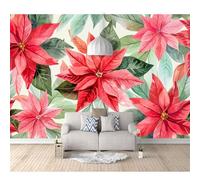 Wall Murals Self-adhesive Wallpaper for Bedroom The flowers and leaves are red-green 100x70cm 3D Sticker Art Waterproof DIY Decor Living Room Classroom Offices Home Decoration