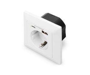 Wall Outlet 1x Safety Outlet,1x USB,1x Type C 5 V 2.8 A, Input: AC 250V 50Hz, RAL 9003
