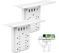 Wall Outlet Extender with Shelf Night Light, 9-in-1 Electrical Smart Devices Charging Shelf Multi Plug Power Socket Expander Essentials Gadgets with Nightlight for Home Dorm Bathroom