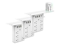 Wall Outlet Extender with Shelf Night Light, Multi-Plug Outlet Splitter with Detachable Mobile Storage Rack, 6 AC Outlets, 3 USB & Type C Charging Ports, for Home Office (3PCS)