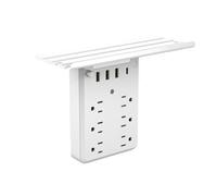 Wall Outlet Extender with Shelf Night Light, Multi-Plug Outlet Splitter with Detachable Mobile Storage Rack, 6 AC Outlets, 3 USB & Type C Charging Ports, for Home Office (1PCS)