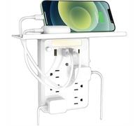 Wall Outlet Extender with Shelf Night Light,Multiprise Murale avec 3 USB Ports 1 Type-C 6 AC Outlets,Prise Multiple Murale,multiprise Murale pour Ordinateur Portable/Smartphone,pour Bureau,Cuisine