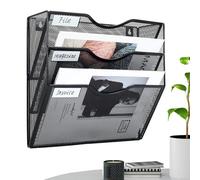 Wall Paper Organizer - 3 Niveaux Metal File Rack 32.5x30x10.5cm | Support Mural Document Plateau Trieur | File Organizer For Office Cubicle Desk Bureau Home Classroom Teacher Door Bathroom