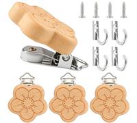 Wall Quilt Hanger - Wooden Floral Display Rack, Metal Hook Clamp Holder