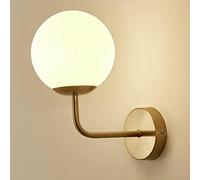 Wall Scoe Mid Century Modern Globe Appliques Murales, 1 Lumière, 6" De Large E27 Salle De Bain Vanity Lumières pour Salon Chambre Chevet Couloir, Gold, A