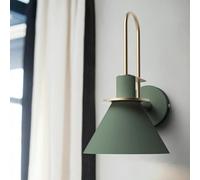 Wall Sconces Modern Cone Metal Shape Wall Lantern Kit Bedside Wall Mount Lamp Sconce 1 Light Indoor Decoration -Pink Finish/Green