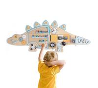 Wall Sensory Board - Wooden, 34.65x13.98x2.95in Dinosaur Shape Toy Educational | Wall-Mounted Activity Center, Interactive Learning Board For Kids, Boys & Girls, Living Room, Bedroom, Playroom