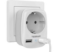 Wall Socket 4000W With 2 Usb Ports And 1 Ac Output, 3 In 1 Usb Mains Charger For Phone, Pad, Home, Office, Grey
