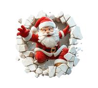 Wall Sticker Christmas Self-Adhesive Wall Sticker with 3D Santa Breaking Through the Walls Effect, Cute Christmas Walls Decals Peel and Stick for Bedrooms Nursery Classroom School Living Room Kitchens