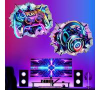 Wall Stickers 2 Pieces 3d Gamer Wall Stickers Video Game Controller For Teenage Boys Games Room Kids Bedroom