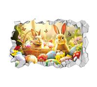 Wall Stickers & Murals | Hole Break Design Rabbit Wall Sticker - Cartoon Removable Art Adhesive for Bathroom Nursery Preschool Playing Room Bedroom School Easter Decor