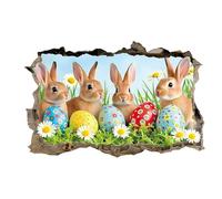 Wall Stickers & Murals | Hole Break Design Rabbit Wall Sticker - Cartoon Removable Art Adhesive for Bathroom Nursery Preschool Playing Room Bedroom School Easter Decor