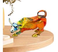 Wall Street Bull Art Decor - Figurine de taureau en résine, élégante figurine de taureau décorative pour lieu de travail | Décoration de marché boursier pour bureaux, ouvriers, bureaux, décoration de